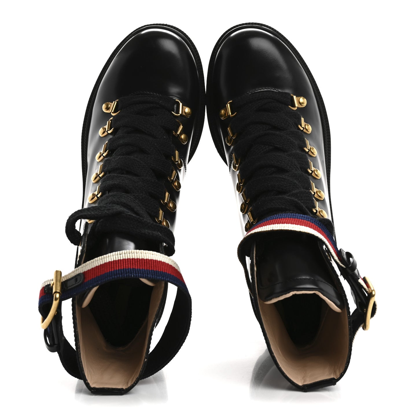 Calfskin Sylvie Web Womens Lace Up Combat Boots 38 Black