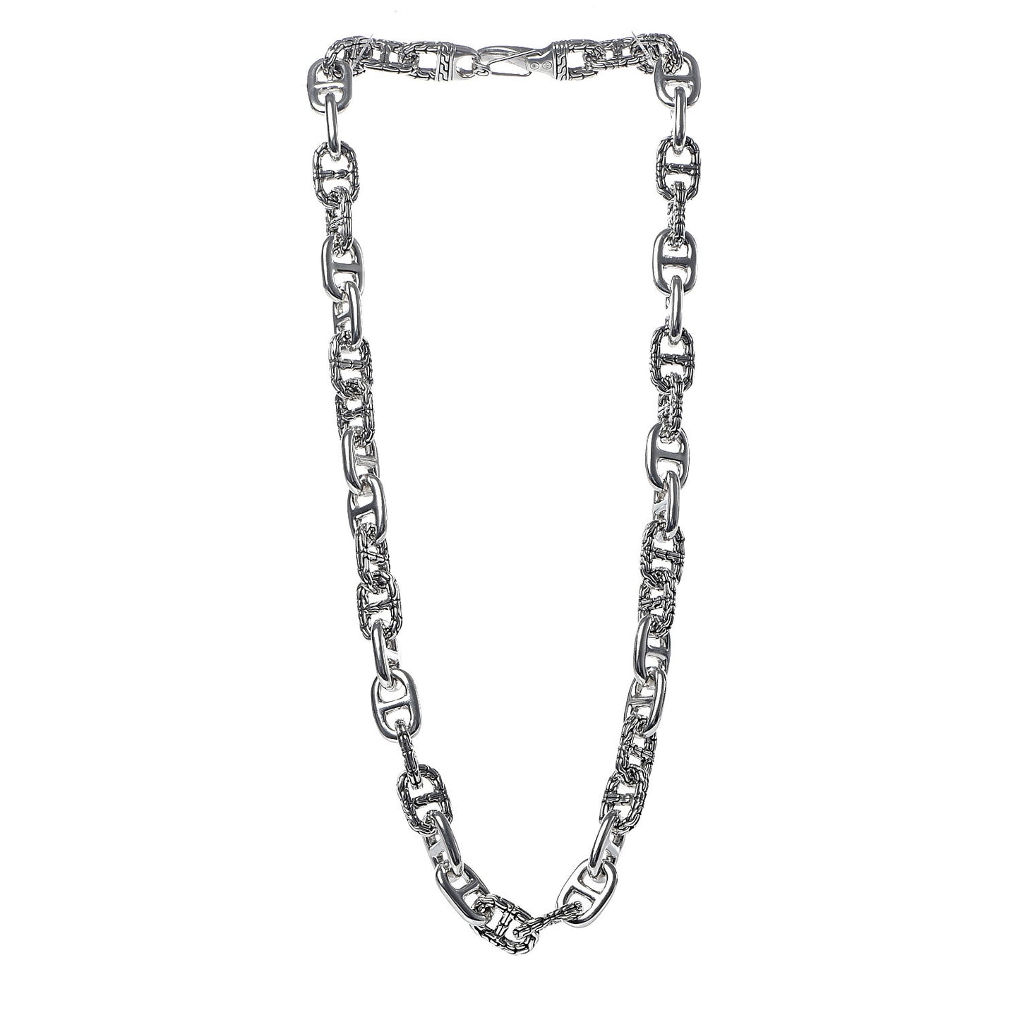 Sterling Silver Classic Chain Interlocking Necklace