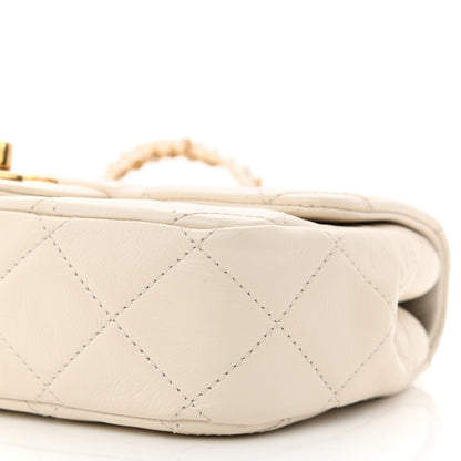 Chanel Calfskin Quilted Mini Crystal Pearls Rectangular Flap White 10 of 10