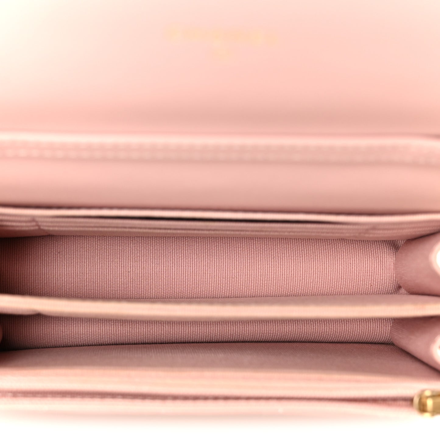 Lambskin Quilted CC Pearl Enamel Clutch on Chain WOC Light Pink