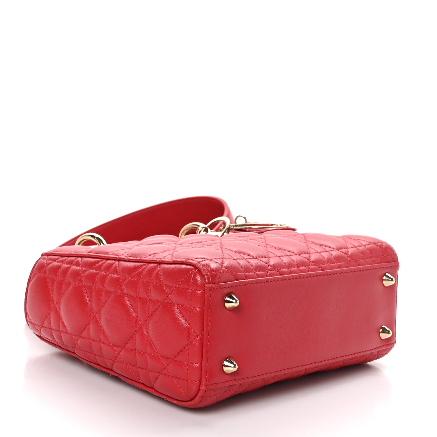 Lambskin Cannage Small Lucky Badges My Lady Dior Red