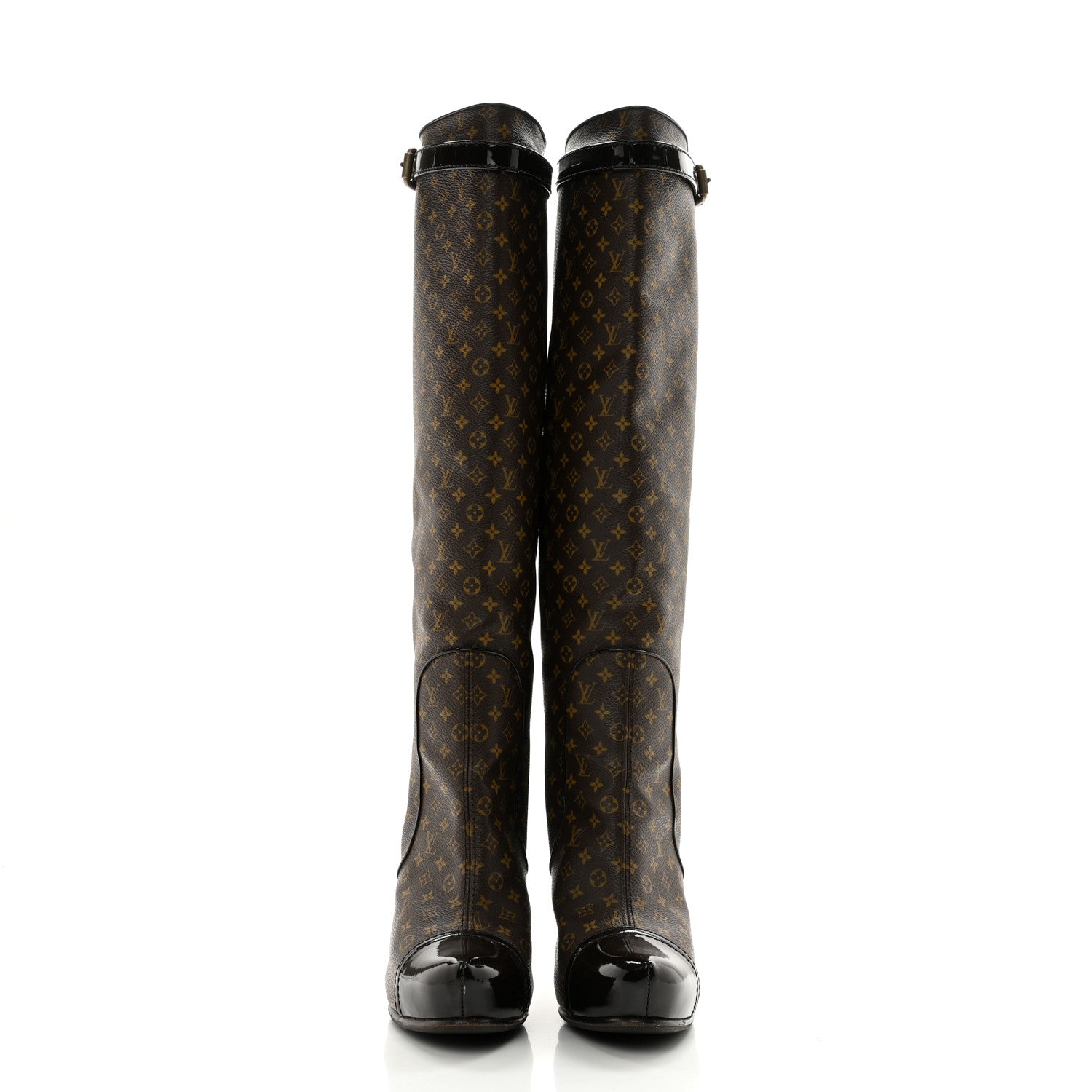 Louis Vuitton Patent Monogram Idole Knee High Boots 39 Brown 2 of 10