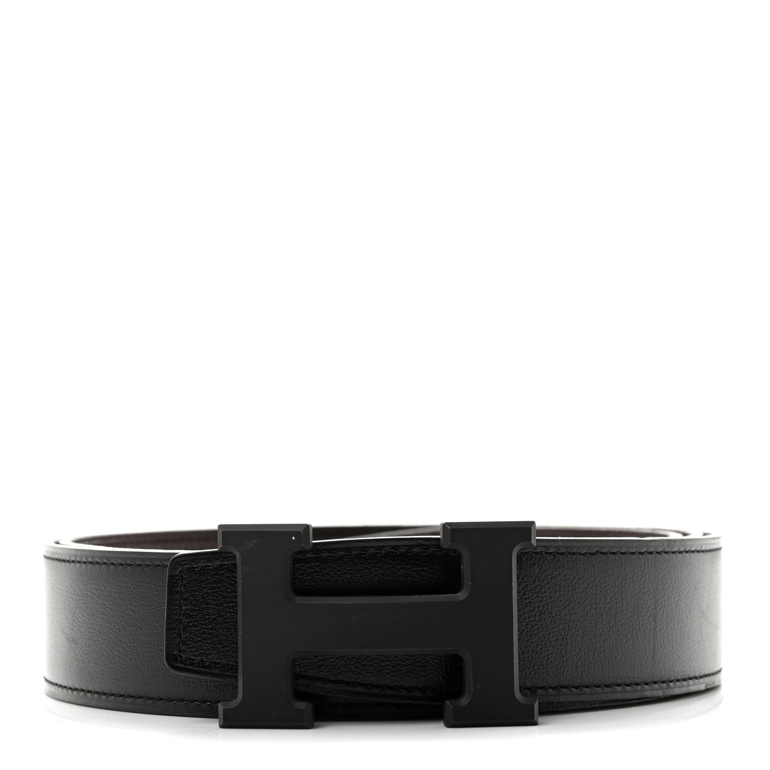 Hermes Box Togo 32mm Matte H Belt 100 40 Black Chocolate 1 of 8