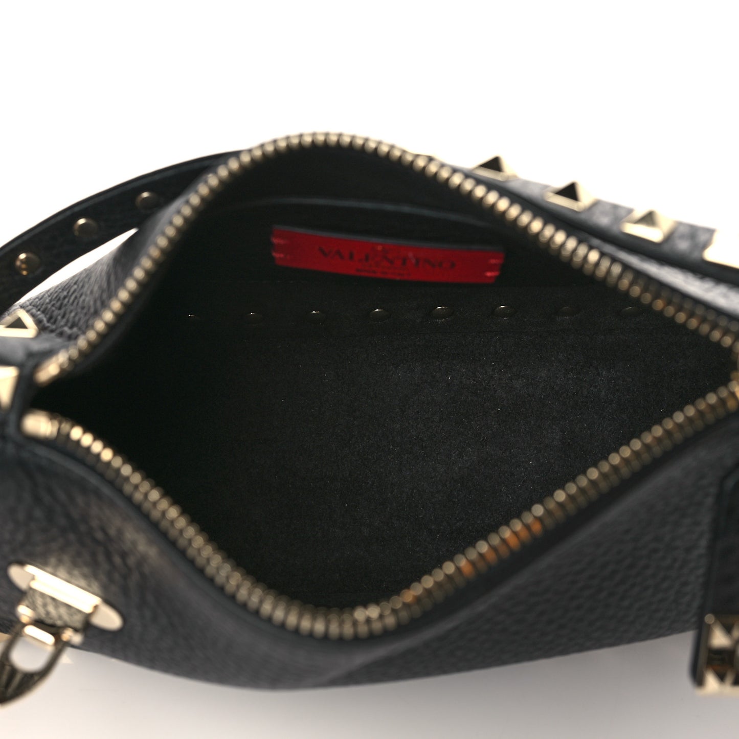 Grained Calfskin Small Rockstud Crossbody Bag Black