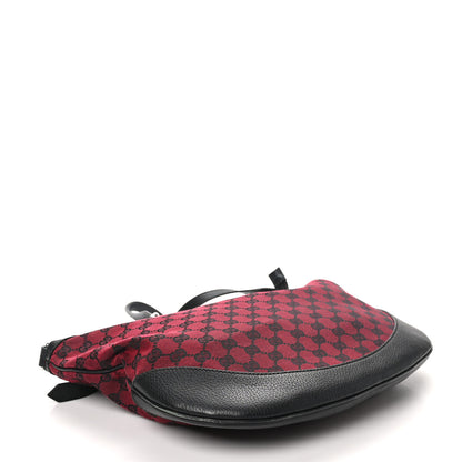 Gucci Denim Monogram Large Half Moon Hobo Red 4 of 10