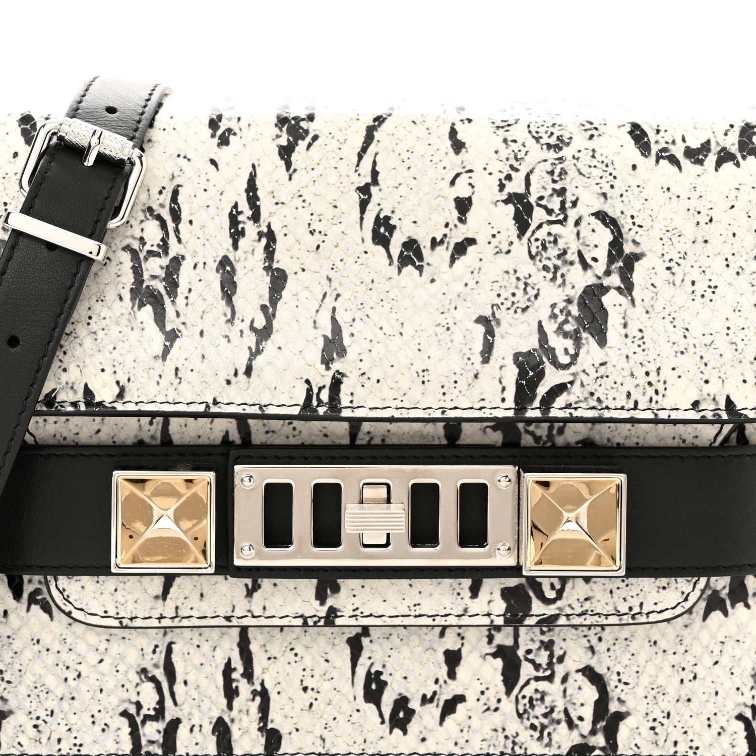 Proenza Schouler Calfskin Snake Embossed Mini PS11 Classic Shoulder Bag Optic White Black 8 of 10