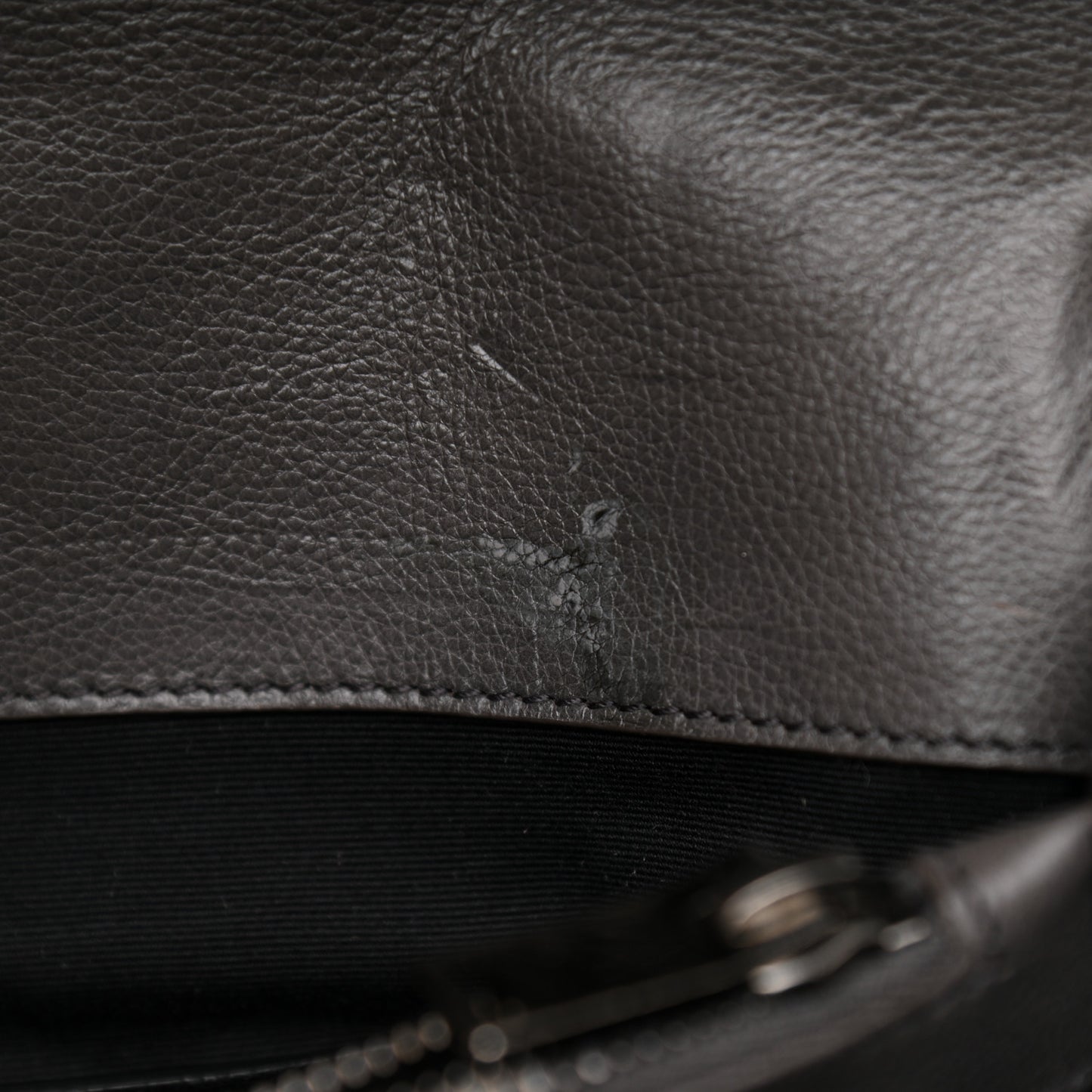 Sheepskin Matelasse Chevron Monogram Large College Satchel Dark Anthracite