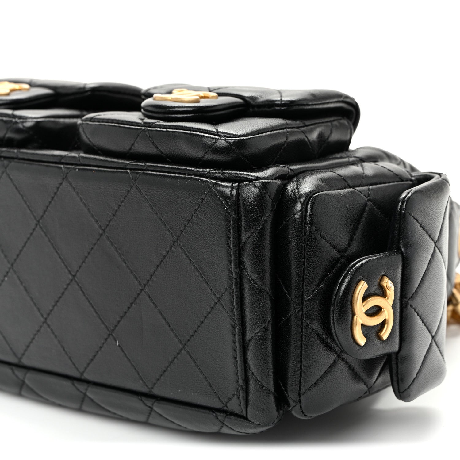 Chanel Shiny Lambskin Quilted Trendy Pockets Hobo Black 19 of 19