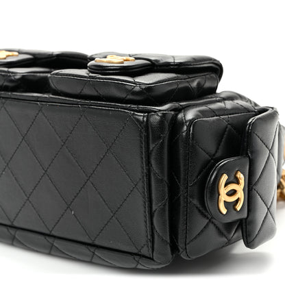 Chanel Shiny Lambskin Quilted Trendy Pockets Hobo Black 19 of 19