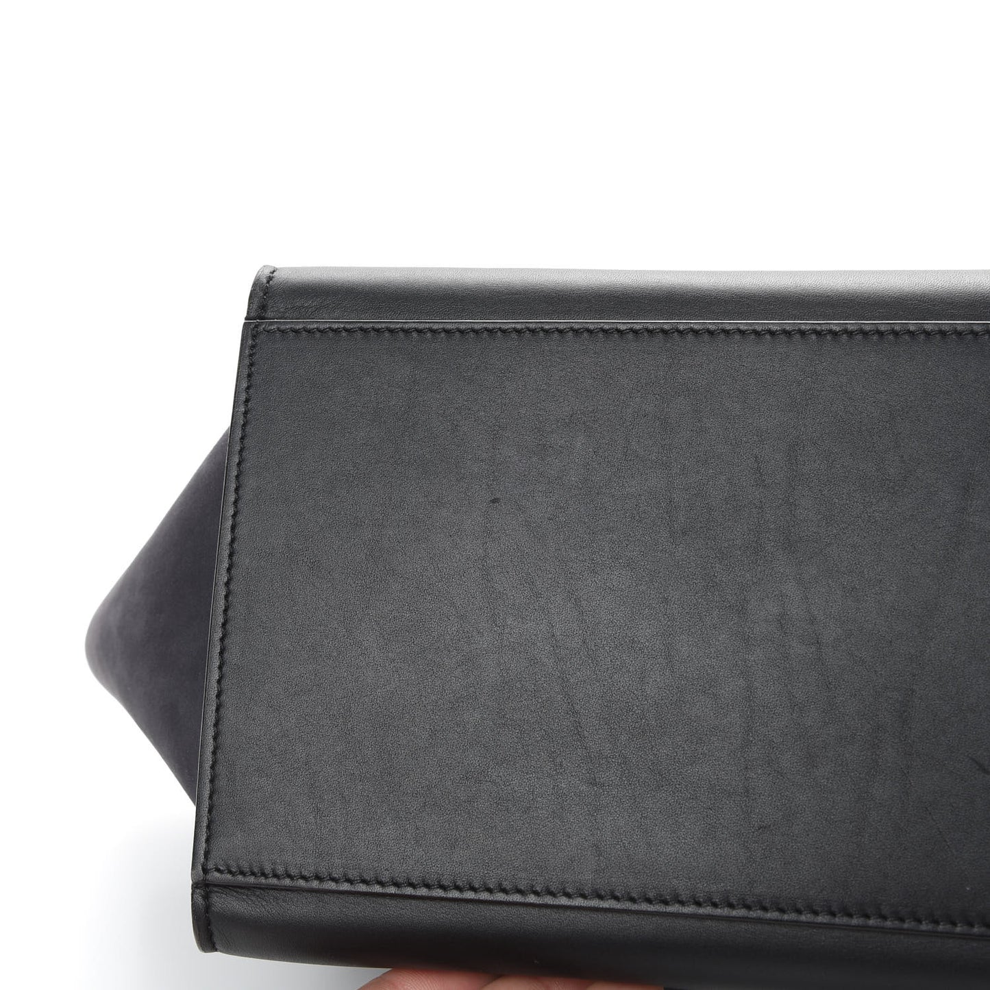 Nubuck Crocodile Embossed Small Trapeze Navy