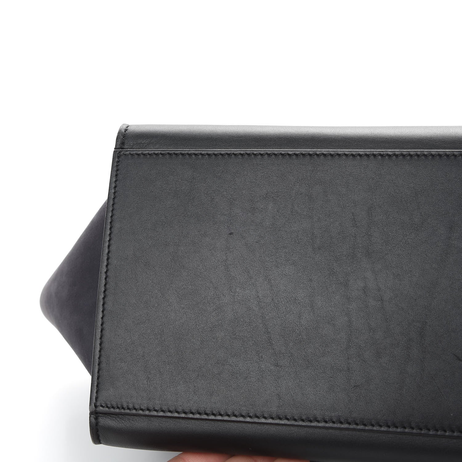 Celine Nubuck Crocodile Embossed Small Trapeze Navy 15 of 18