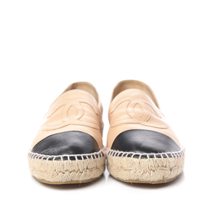 Chanel Lambskin CC Espadrilles 38 Beige Black 2 of 15