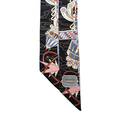 Hermes Silk Odyssey Twilly Black Bleu Ciel Rose 2 of 4