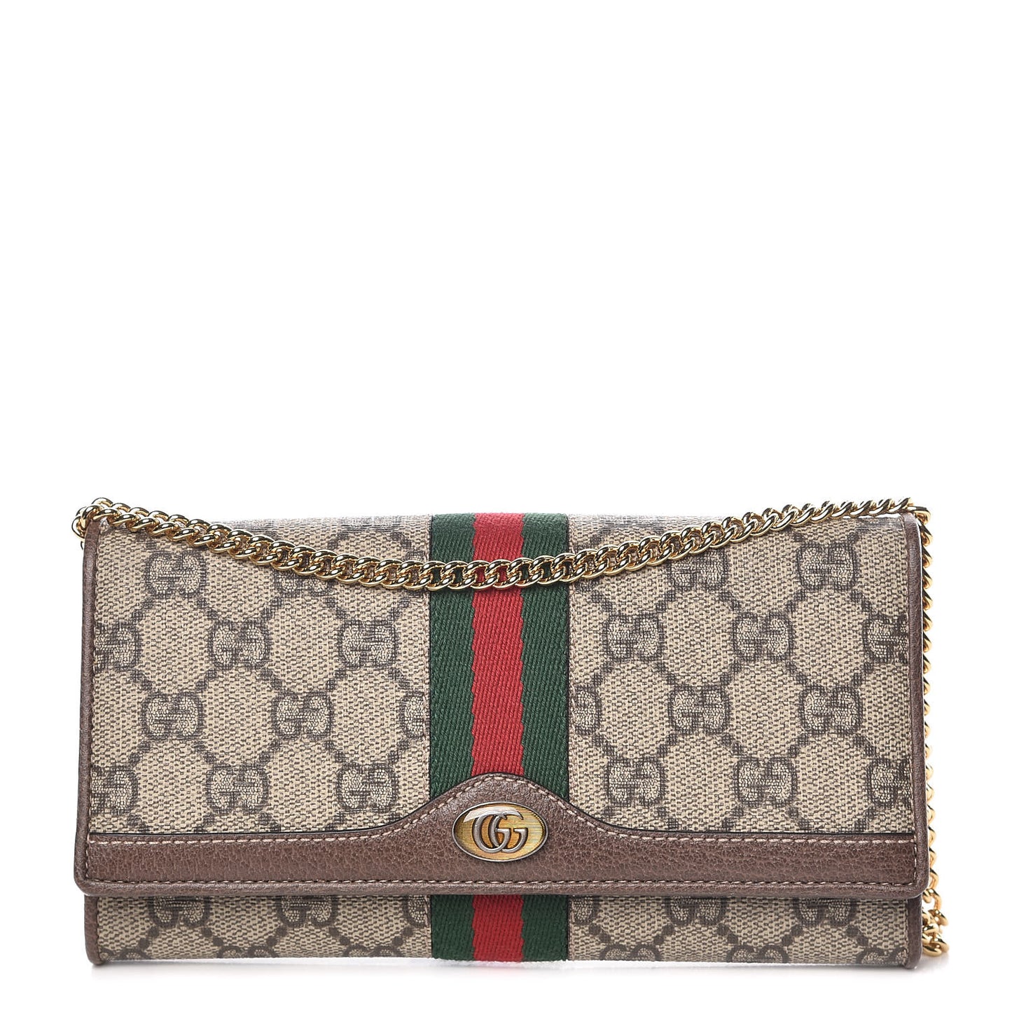 GG Supreme Monogram Web Ophidia Wallet On Chain Brown