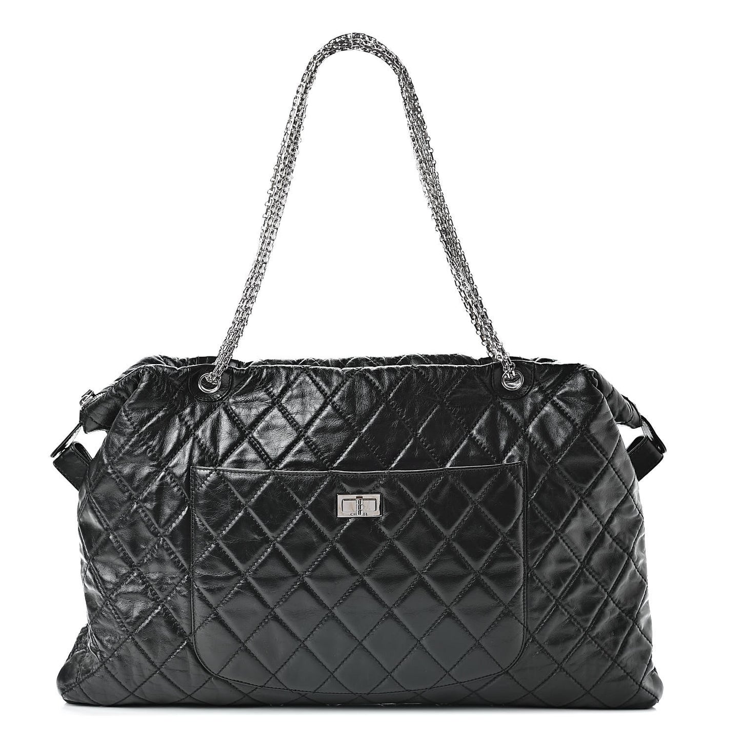 Aged Calfskin Oversized Reissue Overnight Tote Black