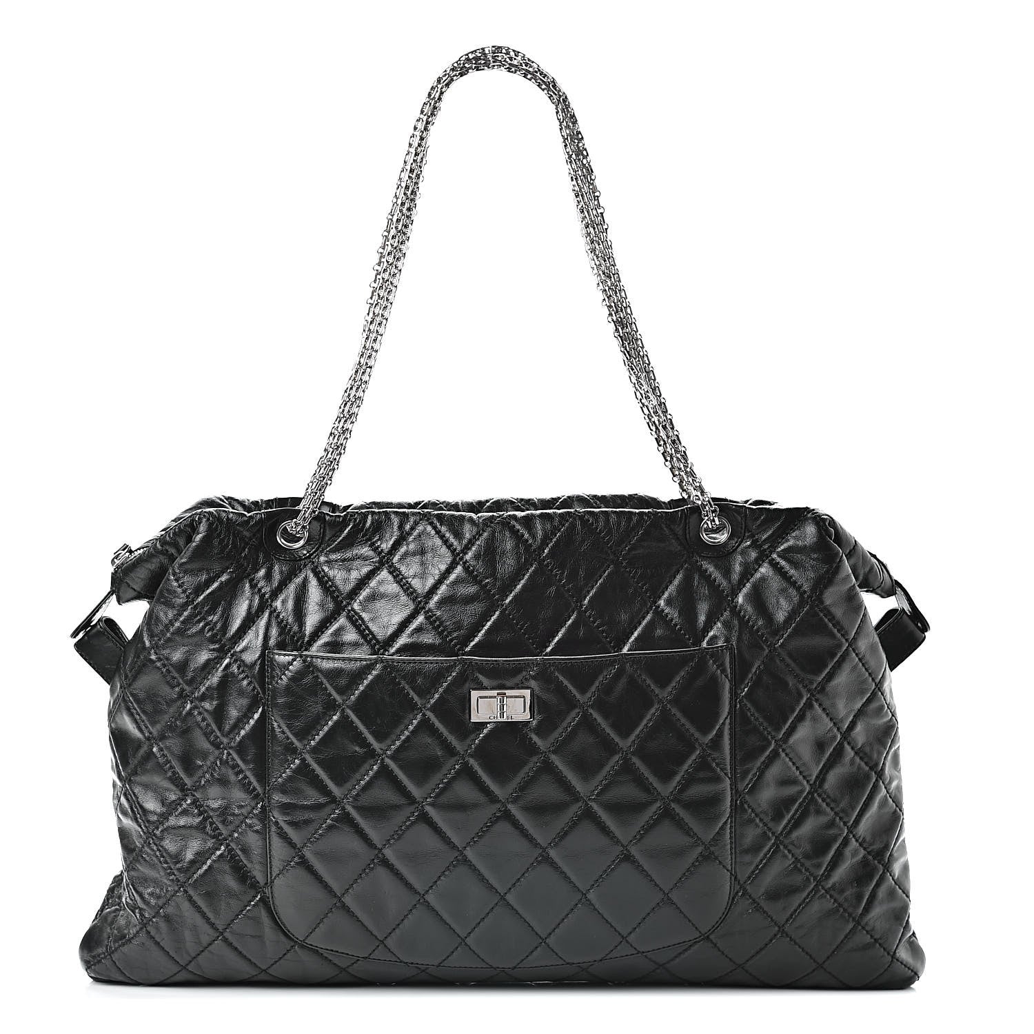 Chanel Aged Calfskin Oversized Reissue Overnight Tote Black 1 of 12