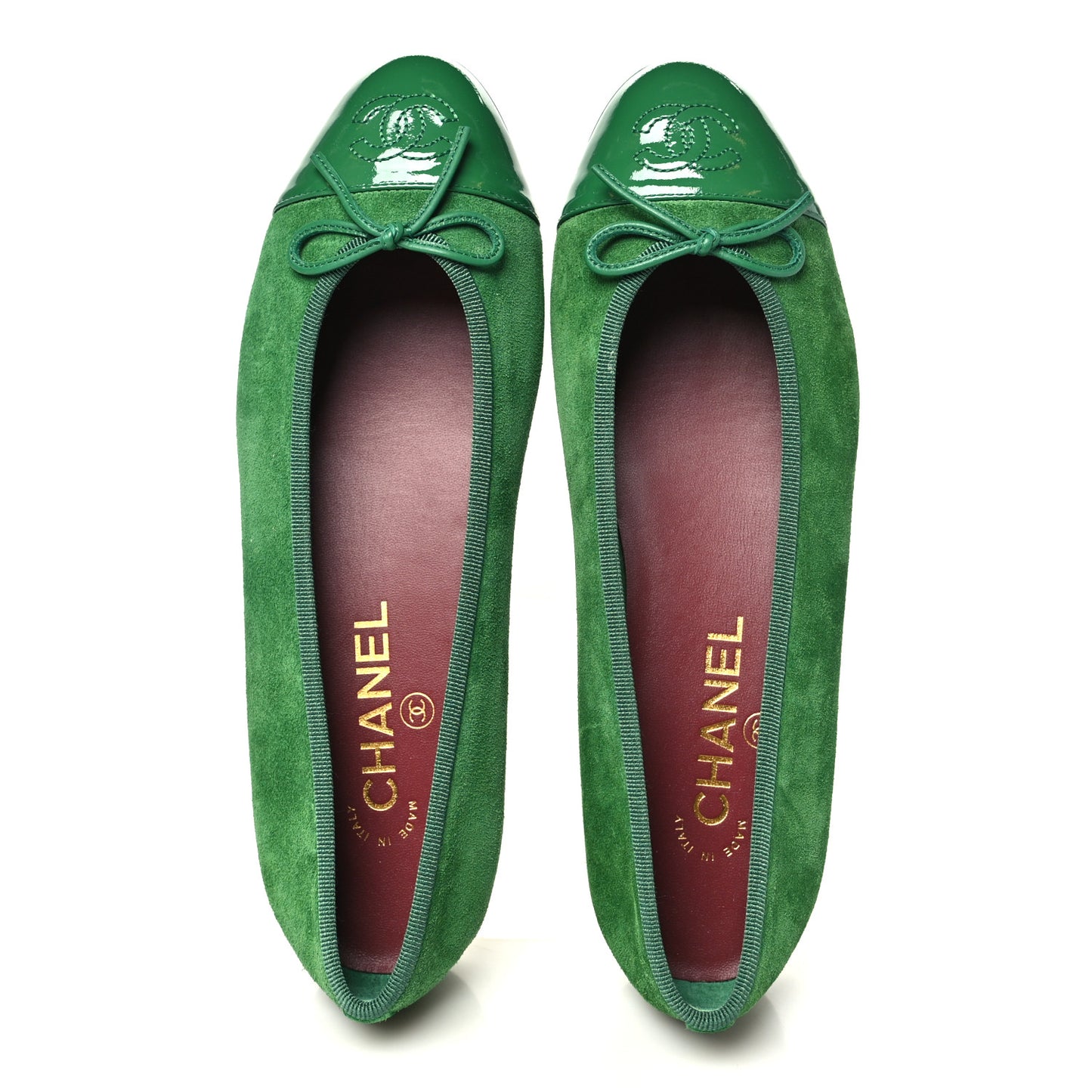 Suede Patent Cap Toe CC Ballerina Flats 37.5 Green
