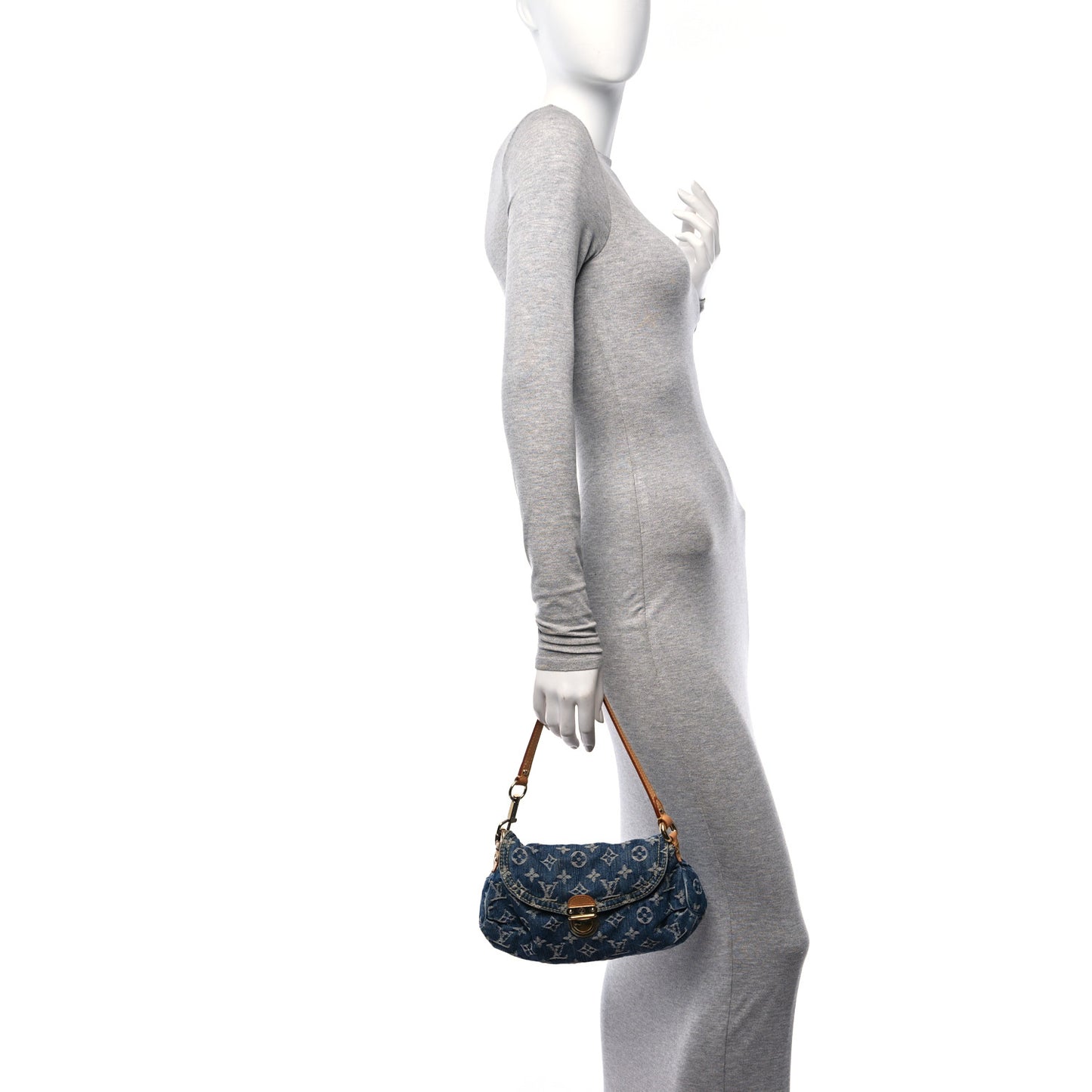 Monogram Denim Mini Pleaty Blue