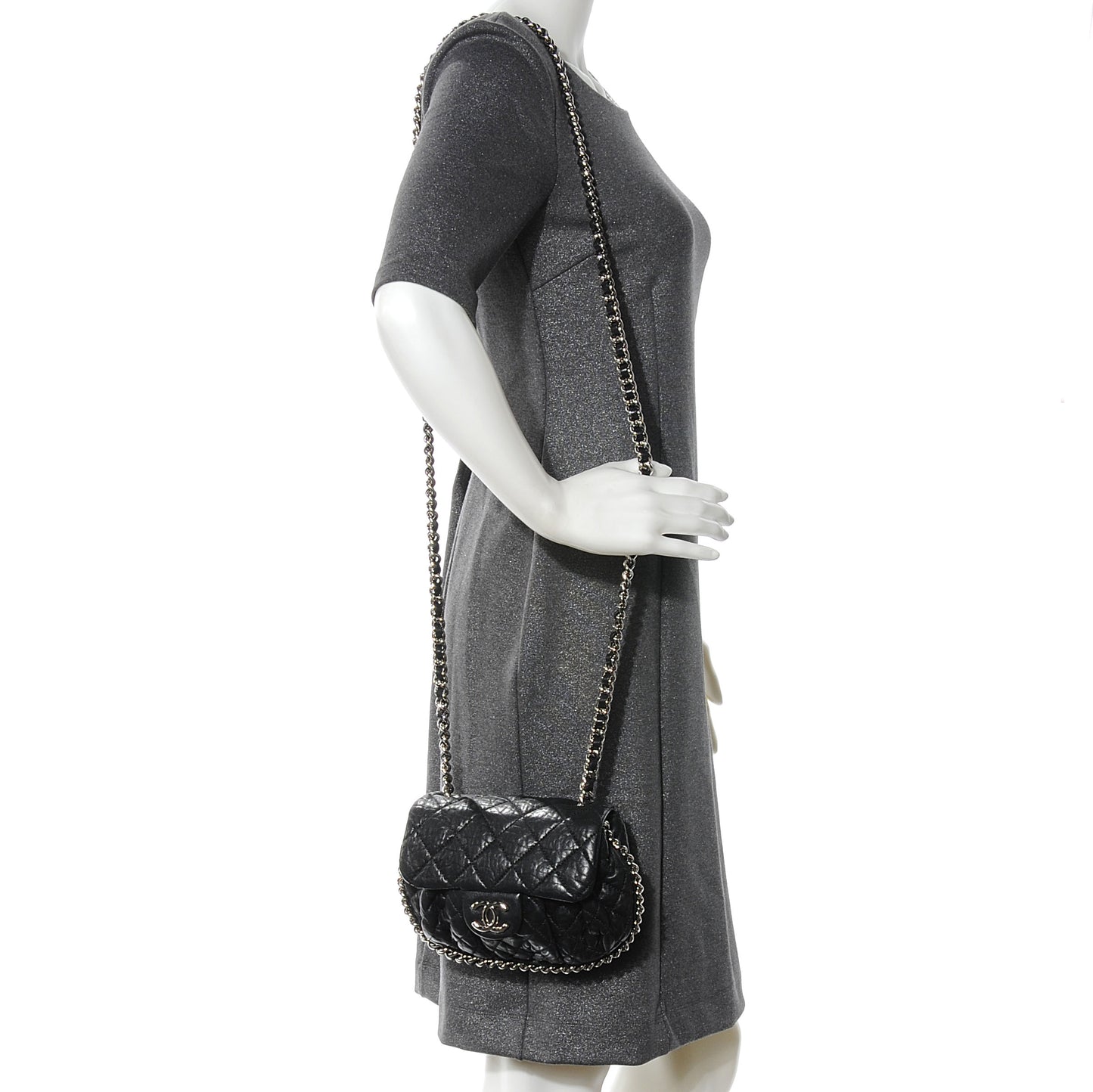 Washed Lambskin Mini Chain Around Messenger Black