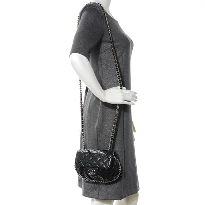 Chanel Washed Lambskin Mini Chain Around Messenger Black 2 of 7