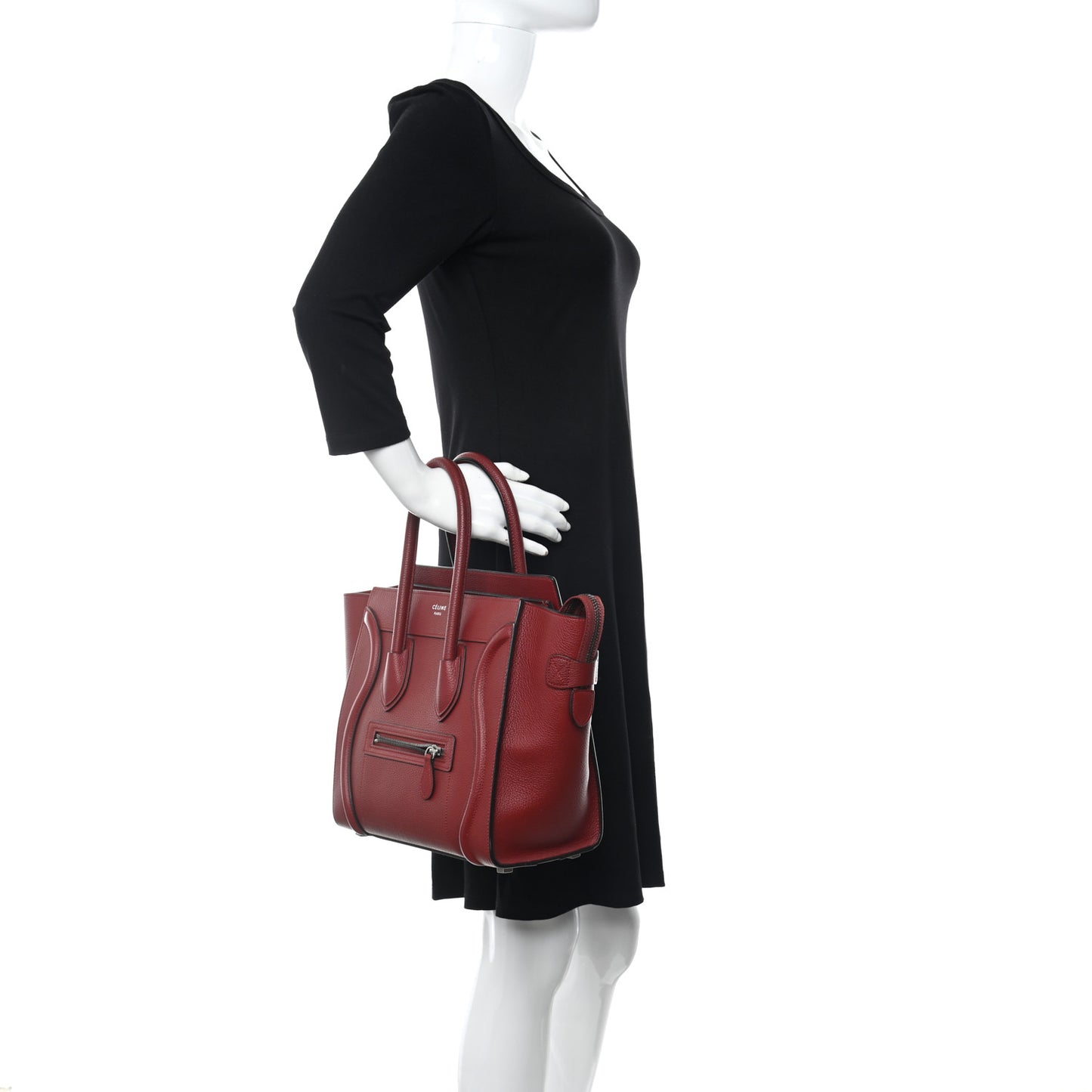 Drummed Calfskin Micro Luggage Merlot