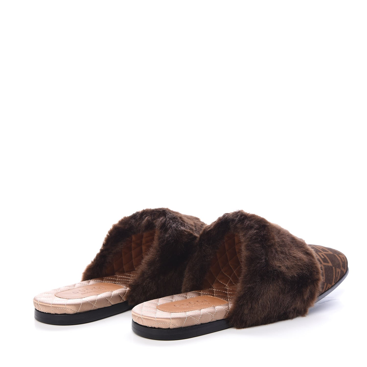Gucci Calfskin Faux Fur Square G Mens Lawrence Slippers 11 Brown 4 of 8