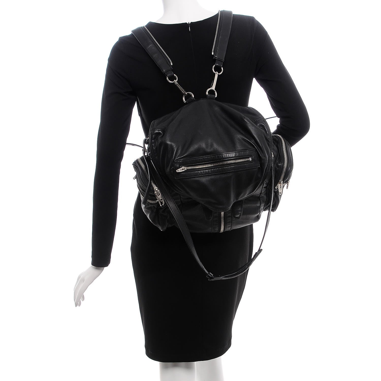 Alexander Wang Lambskin Marti Backpack Bag Washed Black Rhodium Hardware 3 of 9