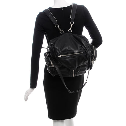 Alexander Wang Lambskin Marti Backpack Bag Washed Black Rhodium Hardware 3 of 9