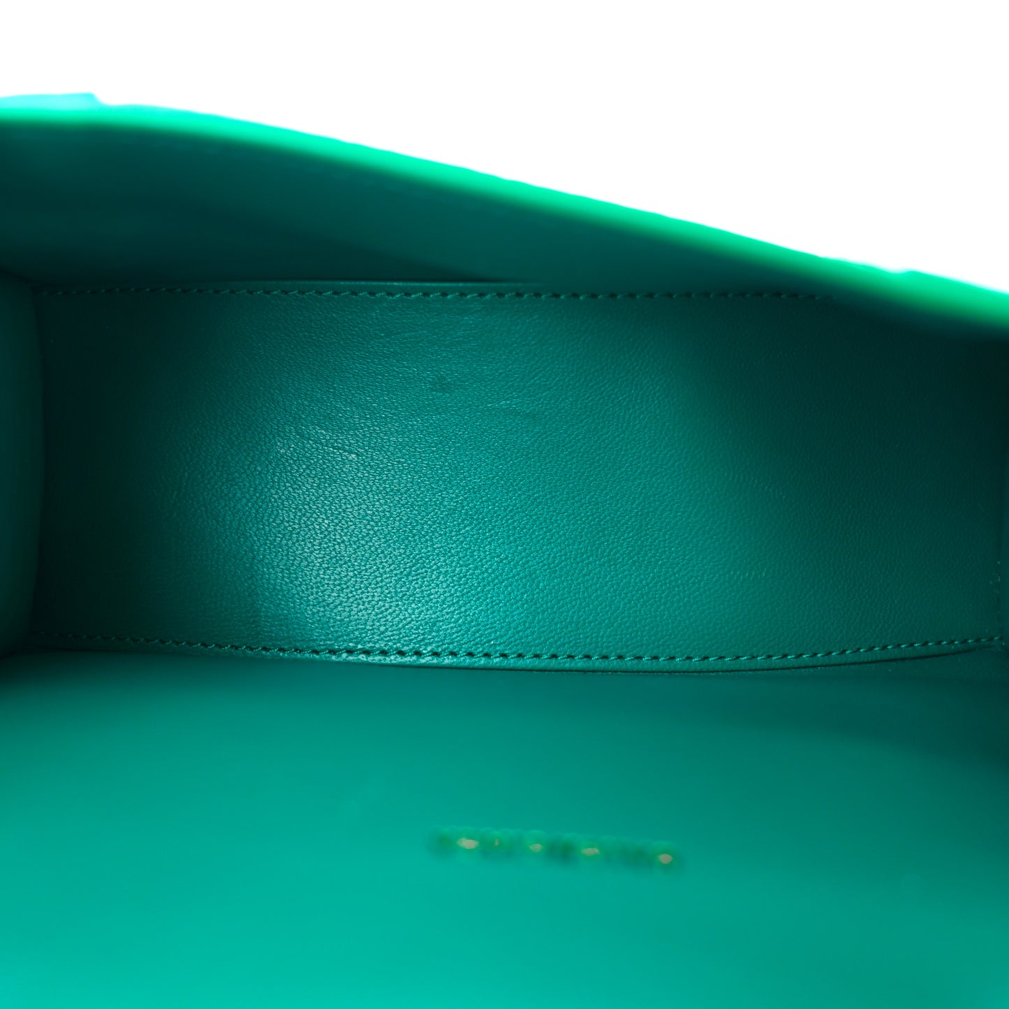 Shiny Calfskin Crocodile Embossed Hourglass Top Handle Bag XS Jade