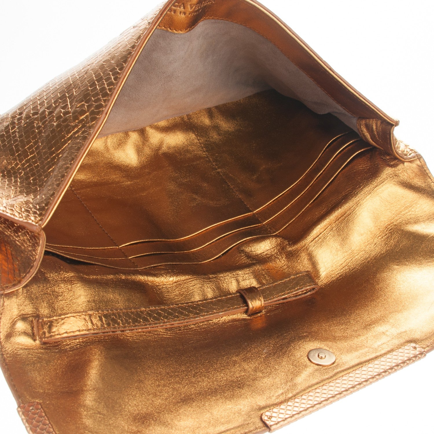 Bottega Veneta Metallic Ayers Wristlet Clutch Oro Bruciato 5 of 8