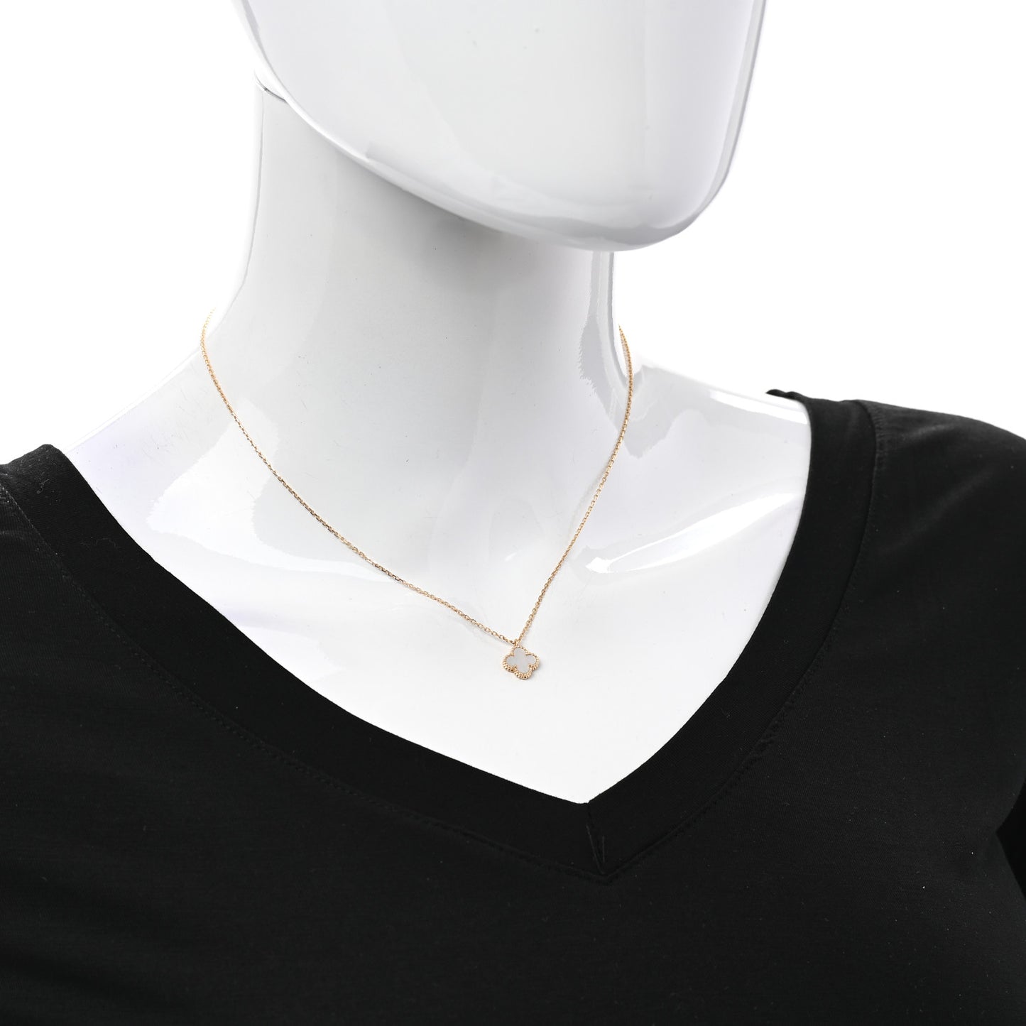 18K Yellow Gold Mother of Pearl Sweet Alhambra Pendant Necklace