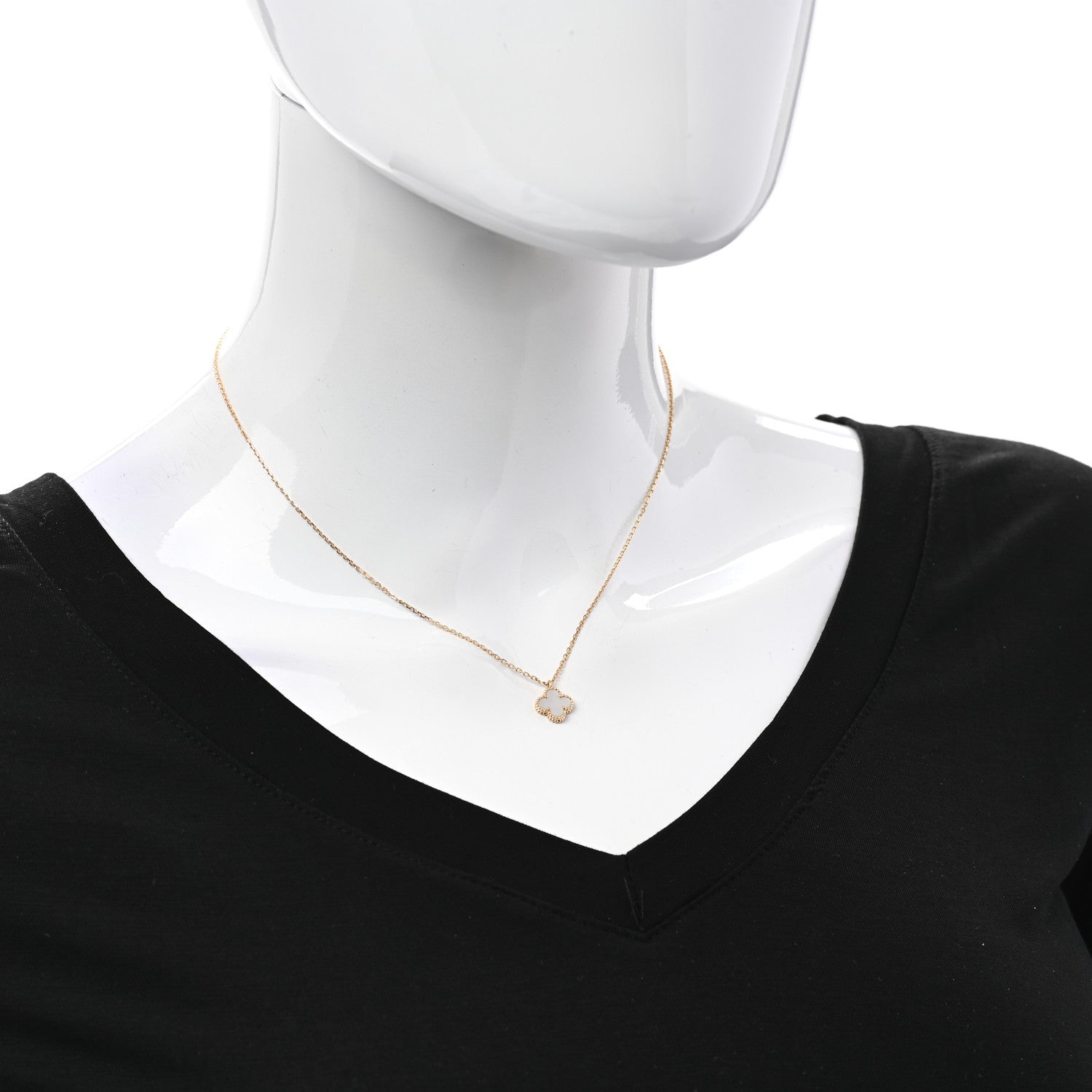 Van Cleef & Arpels 18K Yellow Gold Mother of Pearl Sweet Alhambra Pendant Necklace 2 of 6