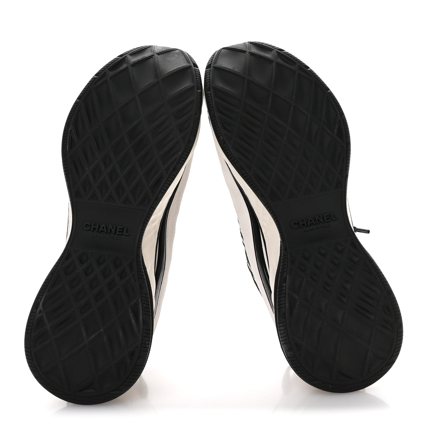 Fabric Suede Calfskin Sneakers 38 White Black