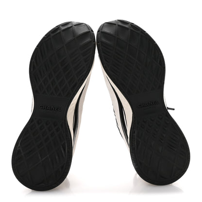 Chanel Fabric Suede Calfskin Sneakers 38 White Black 6 of 8