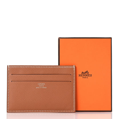 Hermes Evercolor Citizen Twill Card Case Gold Bleu De France Bleu Saphir 10 of 10