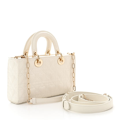 Christian Dior Lambskin Cannage Heart Medium Lady D-Joy White 3 of 17