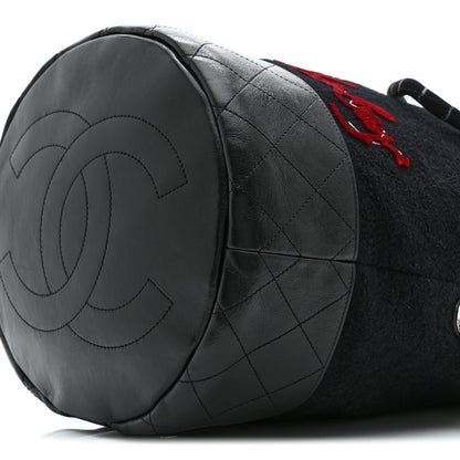 Chanel Wool Calfskin Embroidered Paris Hamburg Drawstring Backpack Black 10 of 10