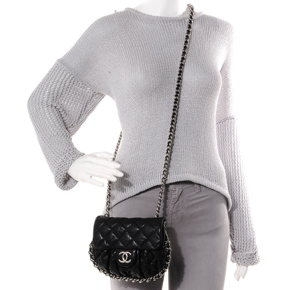 Chanel Washed Lambskin Mini Chain Around Messenger Black 2 of 7