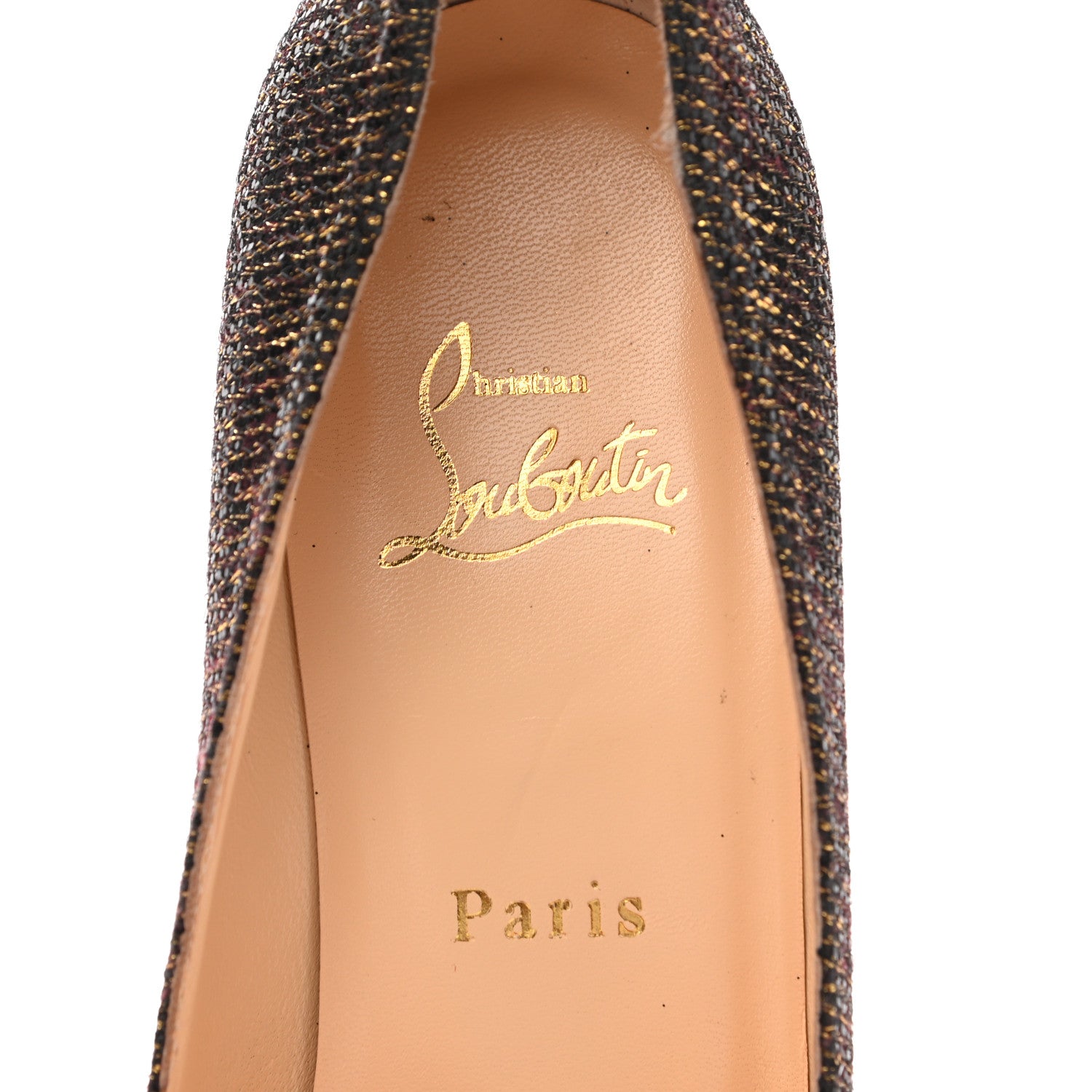 Christian Louboutin Glitter Pumps 38 Black Gold 7 of 8