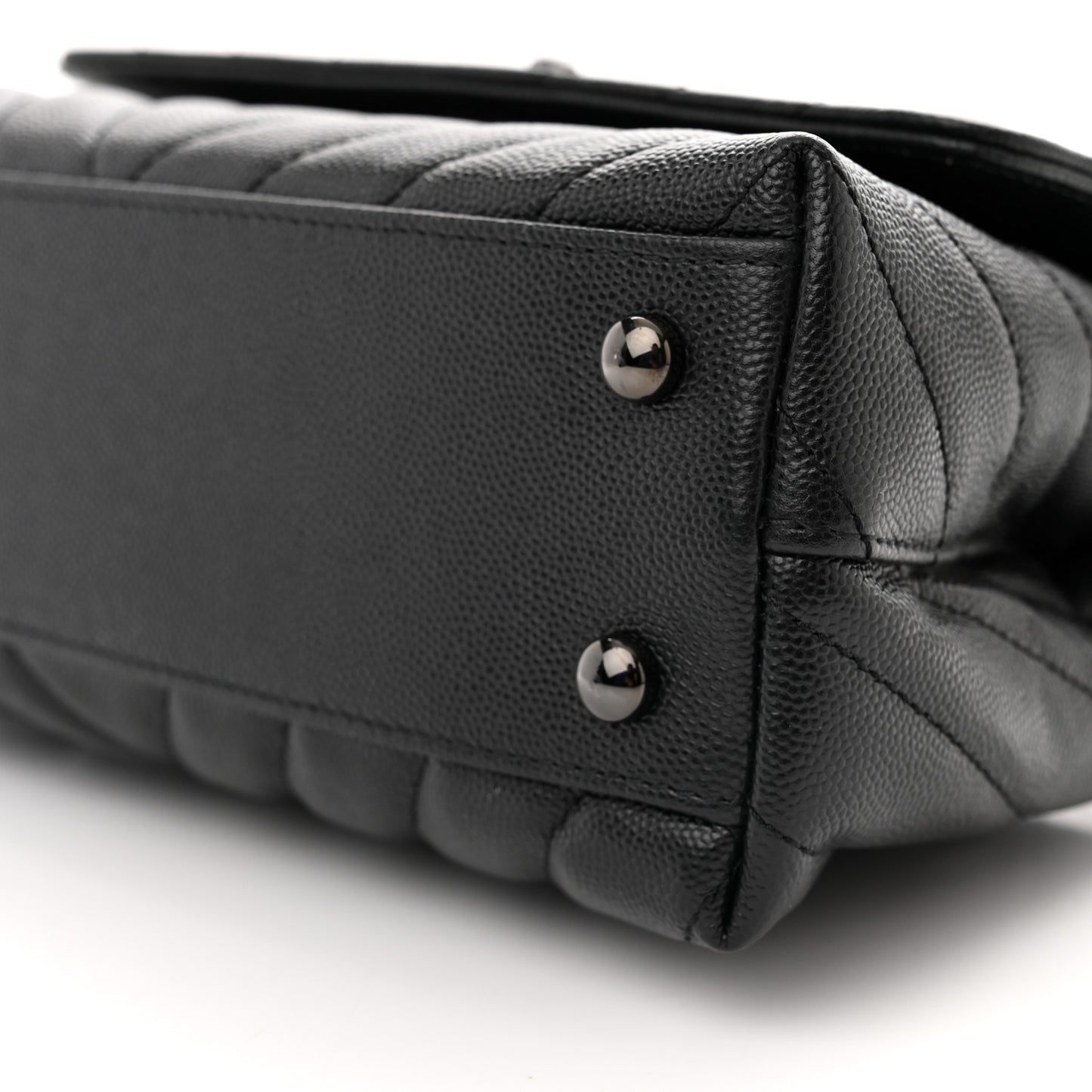 Caviar Chevron Quilted Mini Coco Handle Flap So Black