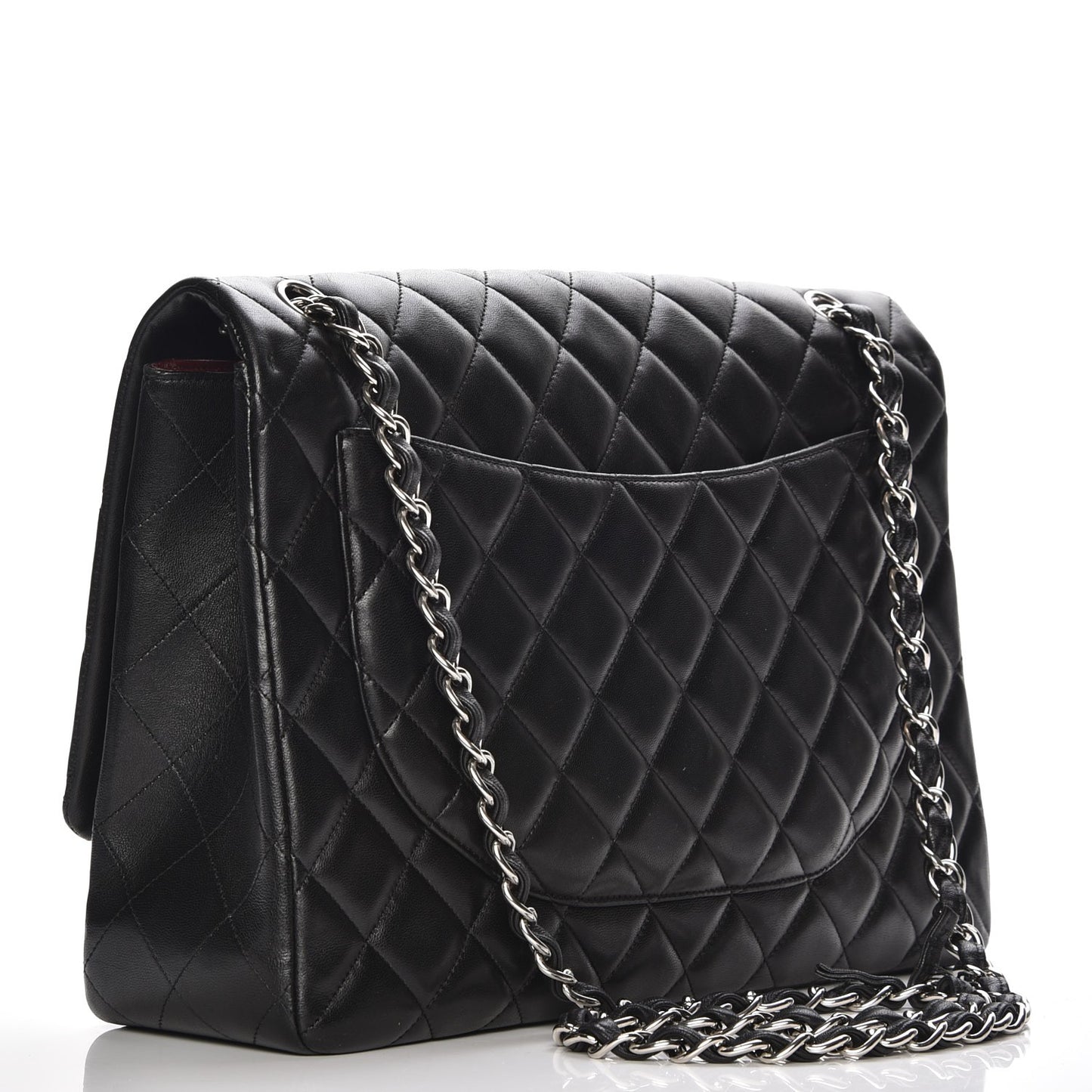 Lambskin Quilted Maxi Single Flap Black