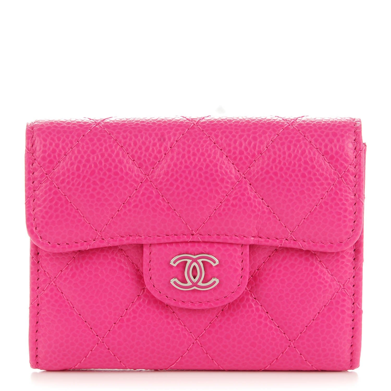 Chanel Caviar Quilted Flap Card Holder Wallet Fuchsia 1 of 7