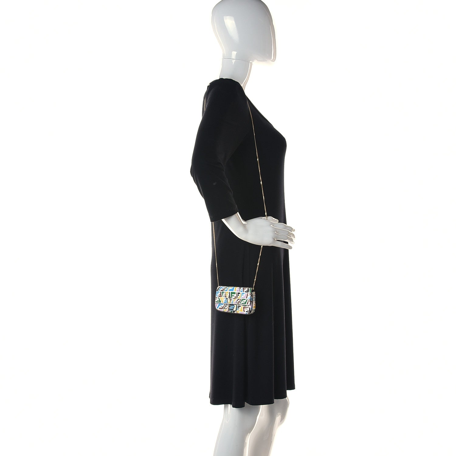 Fendi X SARAH COLEMAN Vitello Liberty Ceylon Micro FF Fish Eye Embossed Nano Baguette Charm Multicolor Cyber Blue 2 of 11