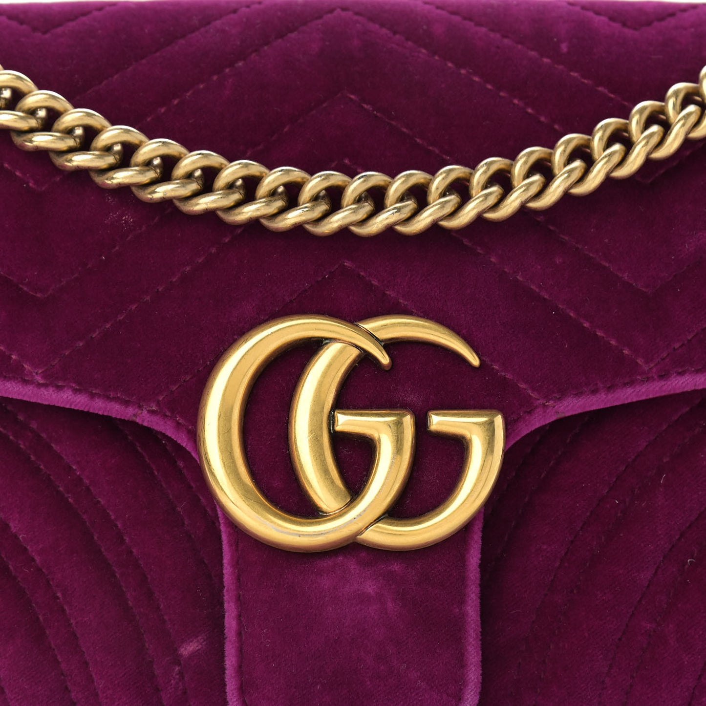 Velvet Matelasse Small GG Marmont Shoulder Bag Fuchsia Violet Cyclamen