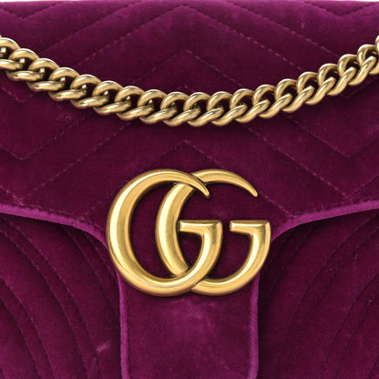 Gucci Velvet Matelasse Small GG Marmont Shoulder Bag Fuchsia Violet Cyclamen 8 of 14