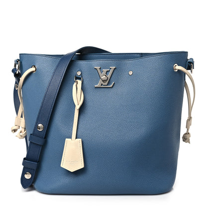 Louis Vuitton Calfskin Lockme Bucket Blue Jean 1 of 11