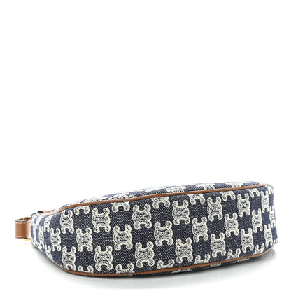 Celine Canvas Calfskin Ava Triomphe Shoulder Bag Blue 4 of 11