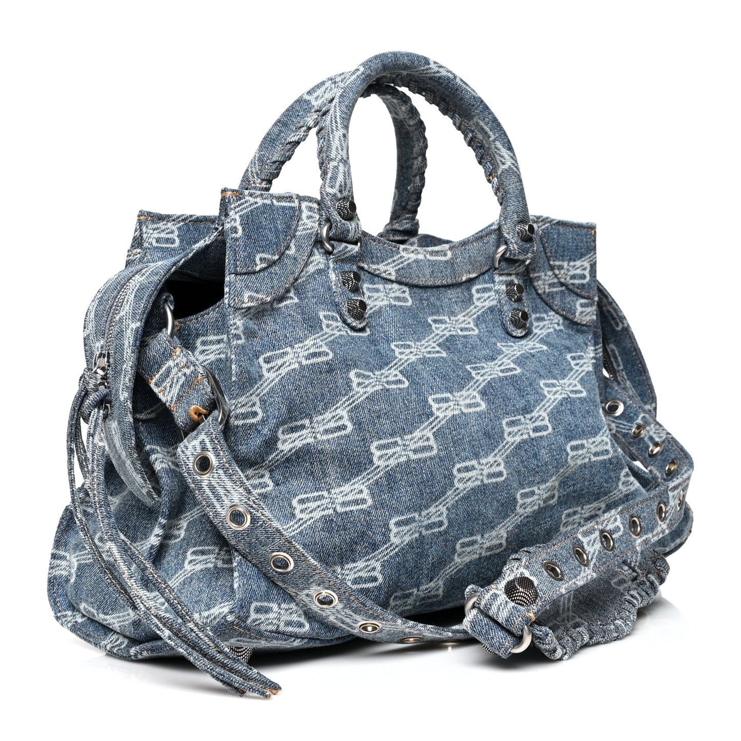 Denim BB Monogram Neo Cagole City Handbag Blue