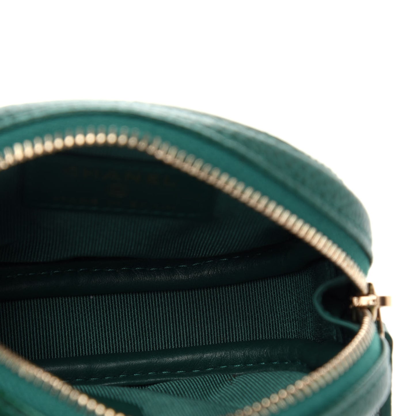 Metallic Caviar Quilted Zip Around Classic Coin Purse Green