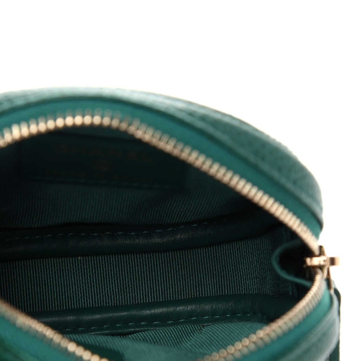Chanel Metallic Caviar Quilted Zip Around Classic Coin Purse Green 5 of 7